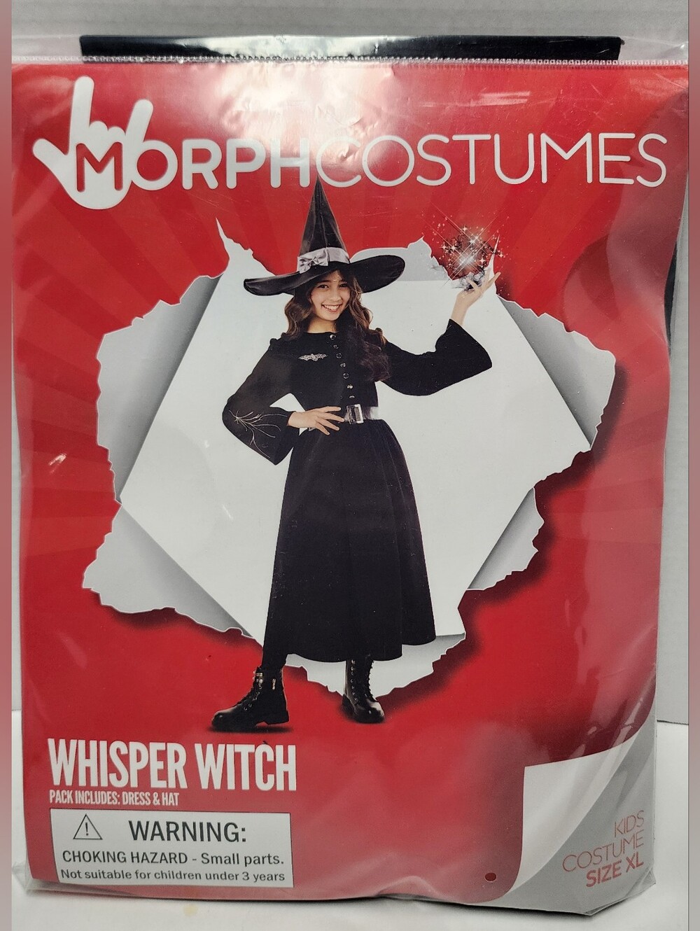 XL (12-14) Girls Whisper Witch Black Halloween Costume Dress Hat Morph New